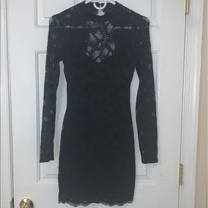 Bebe Long-sleeve Lace Dress